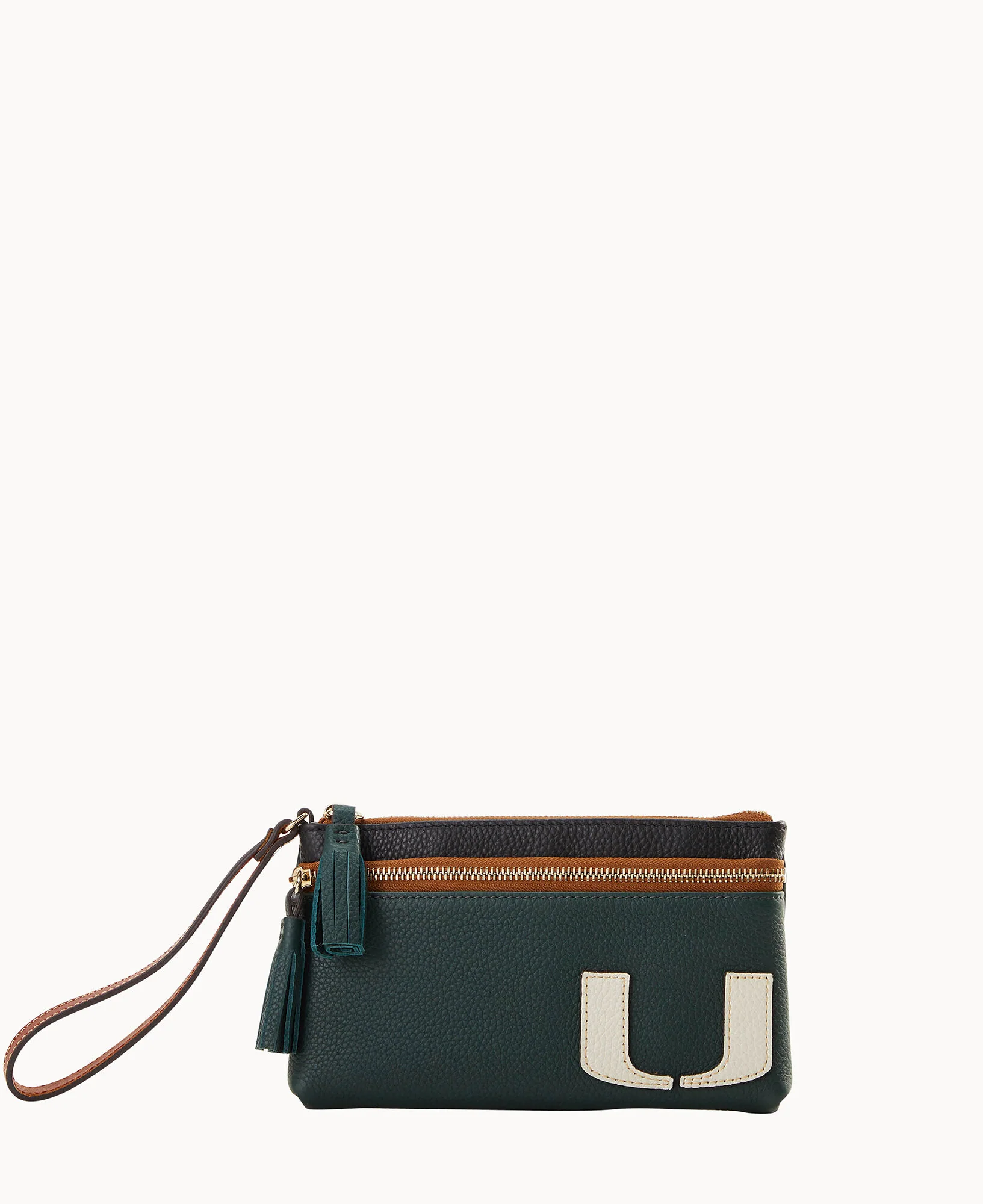 Collegiate University of Miami Double Zip Wristlet