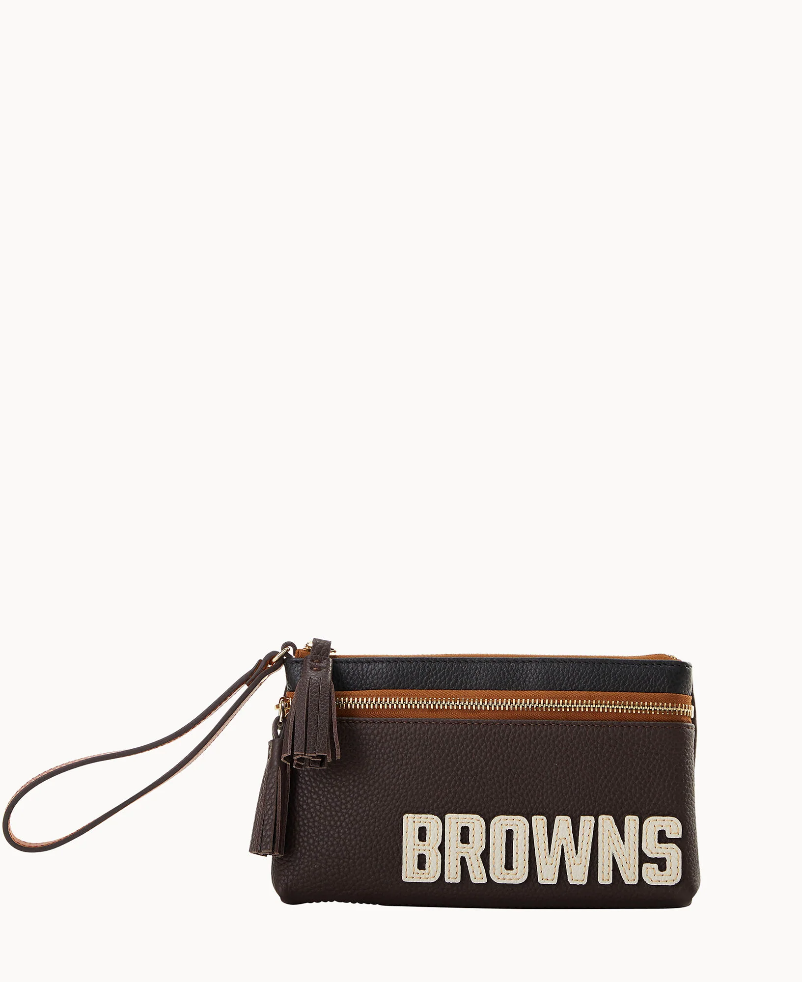 NFL Browns Double Zip Wristlet