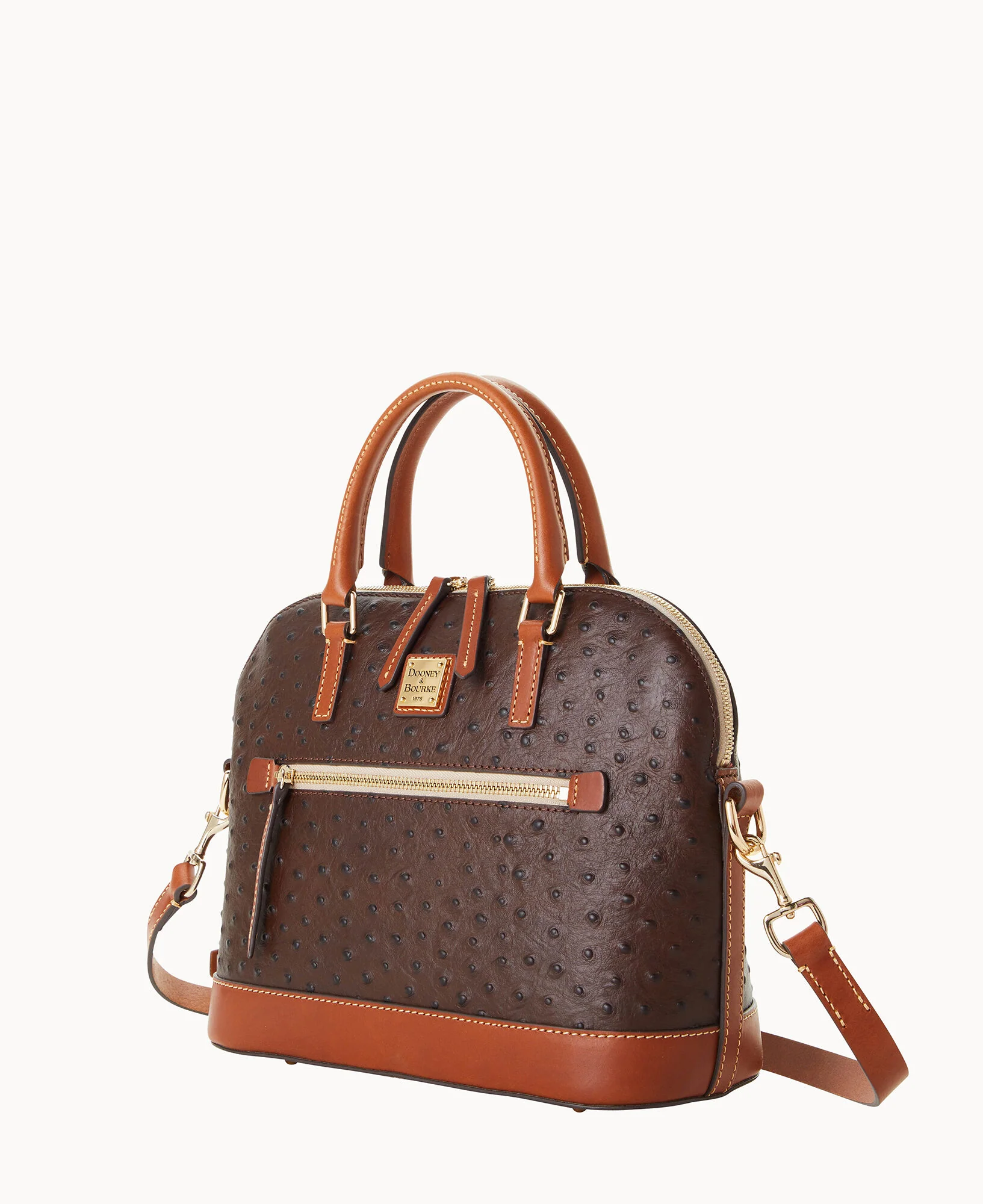 Ostrich Domed Zip Satchel - Image 10
