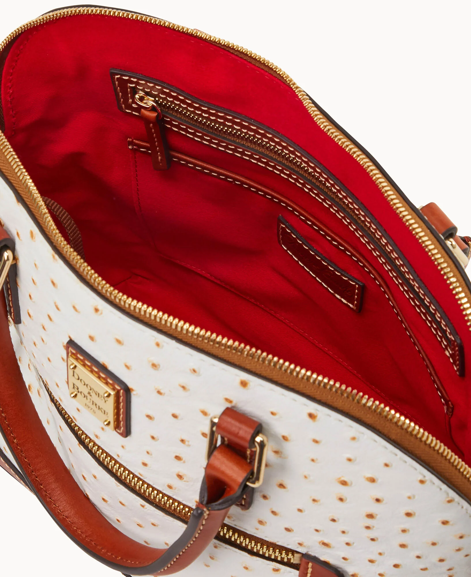 Ostrich Domed Zip Satchel - Image 15