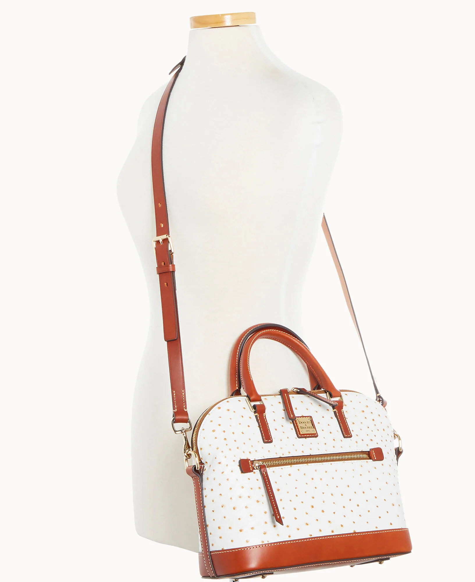 Ostrich Domed Zip Satchel - Image 16