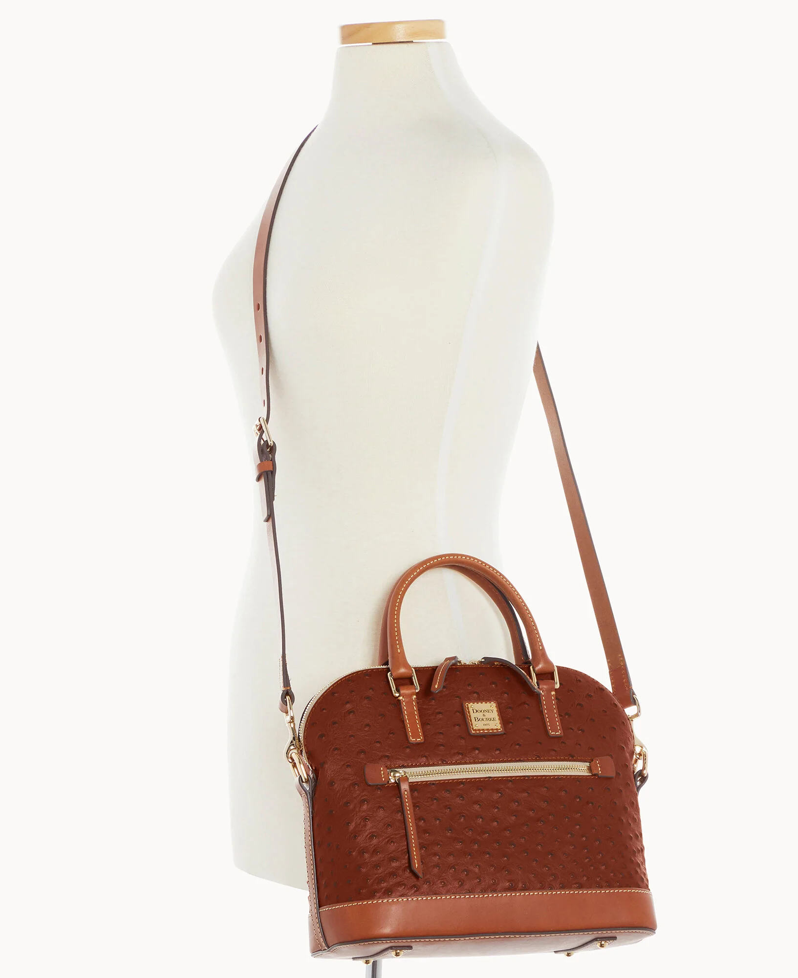 Ostrich Domed Zip Satchel - Image 24