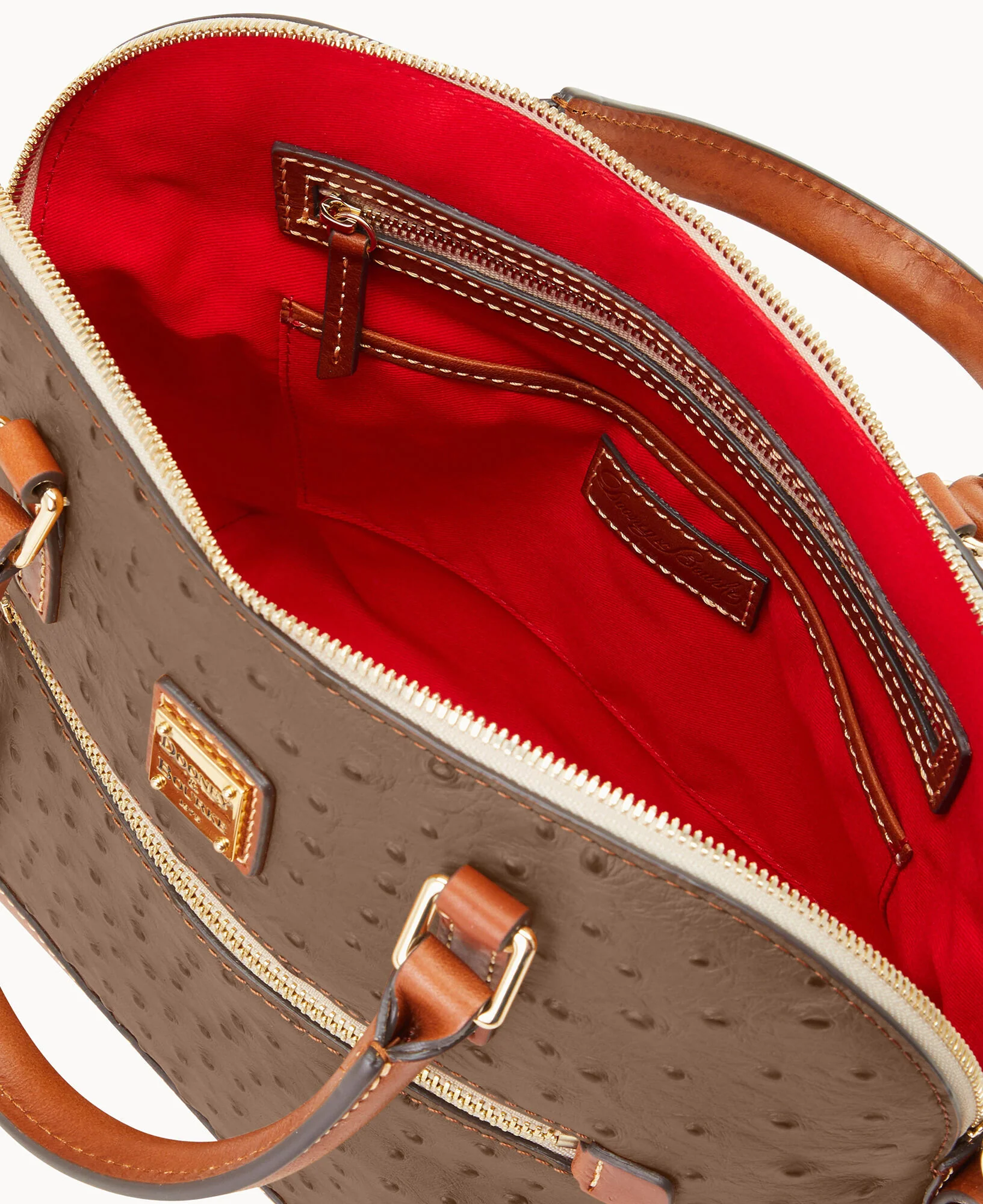 Ostrich Domed Zip Satchel - Image 3
