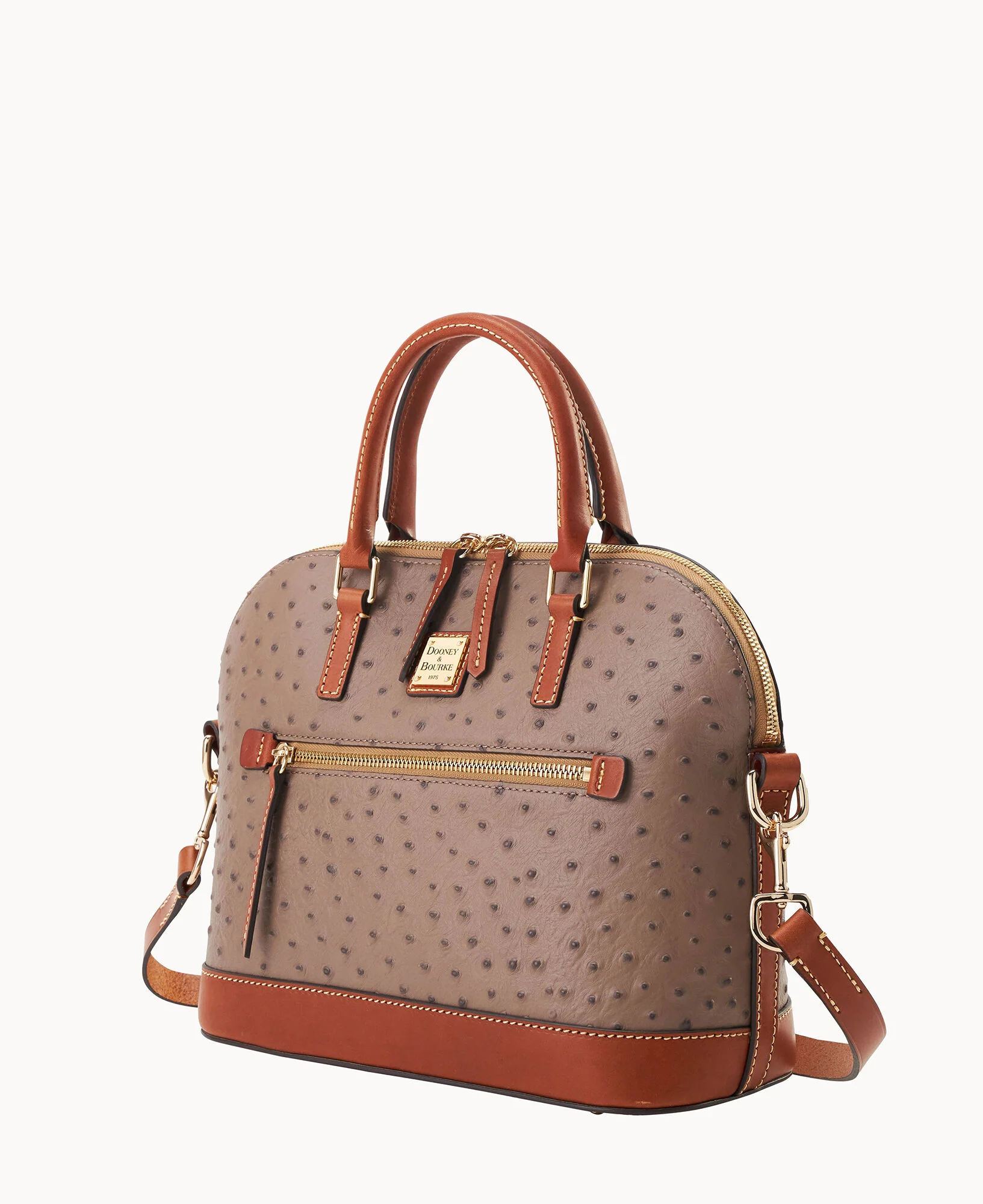 Ostrich Domed Zip Satchel - Image 30