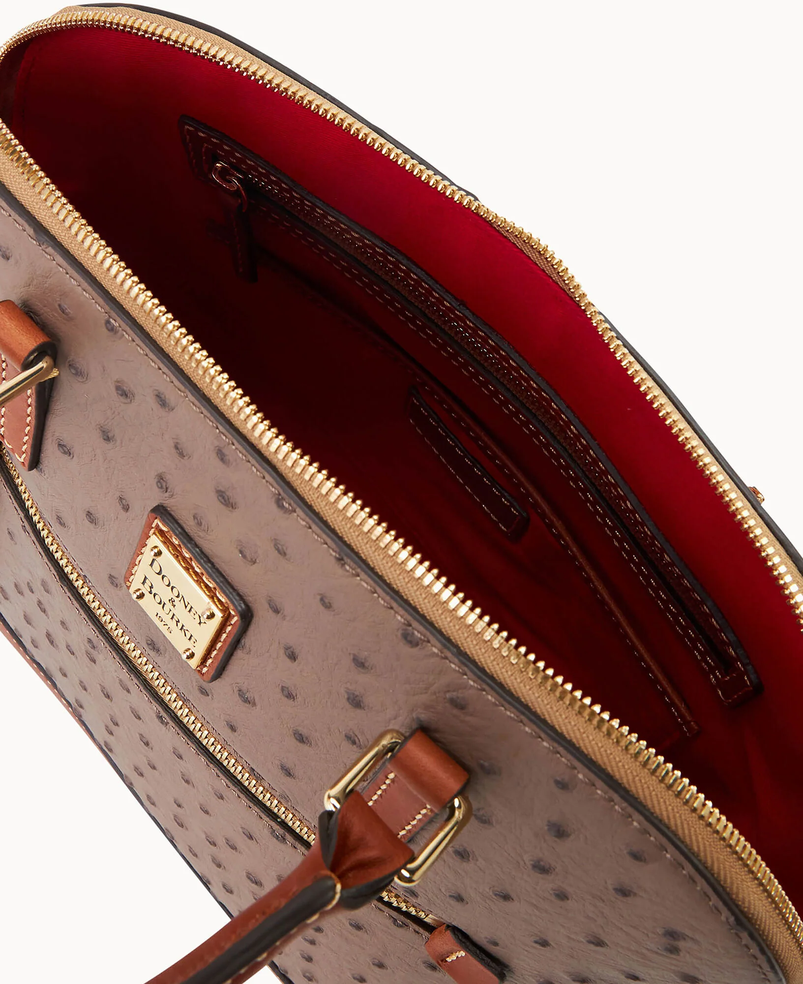 Ostrich Domed Zip Satchel - Image 31