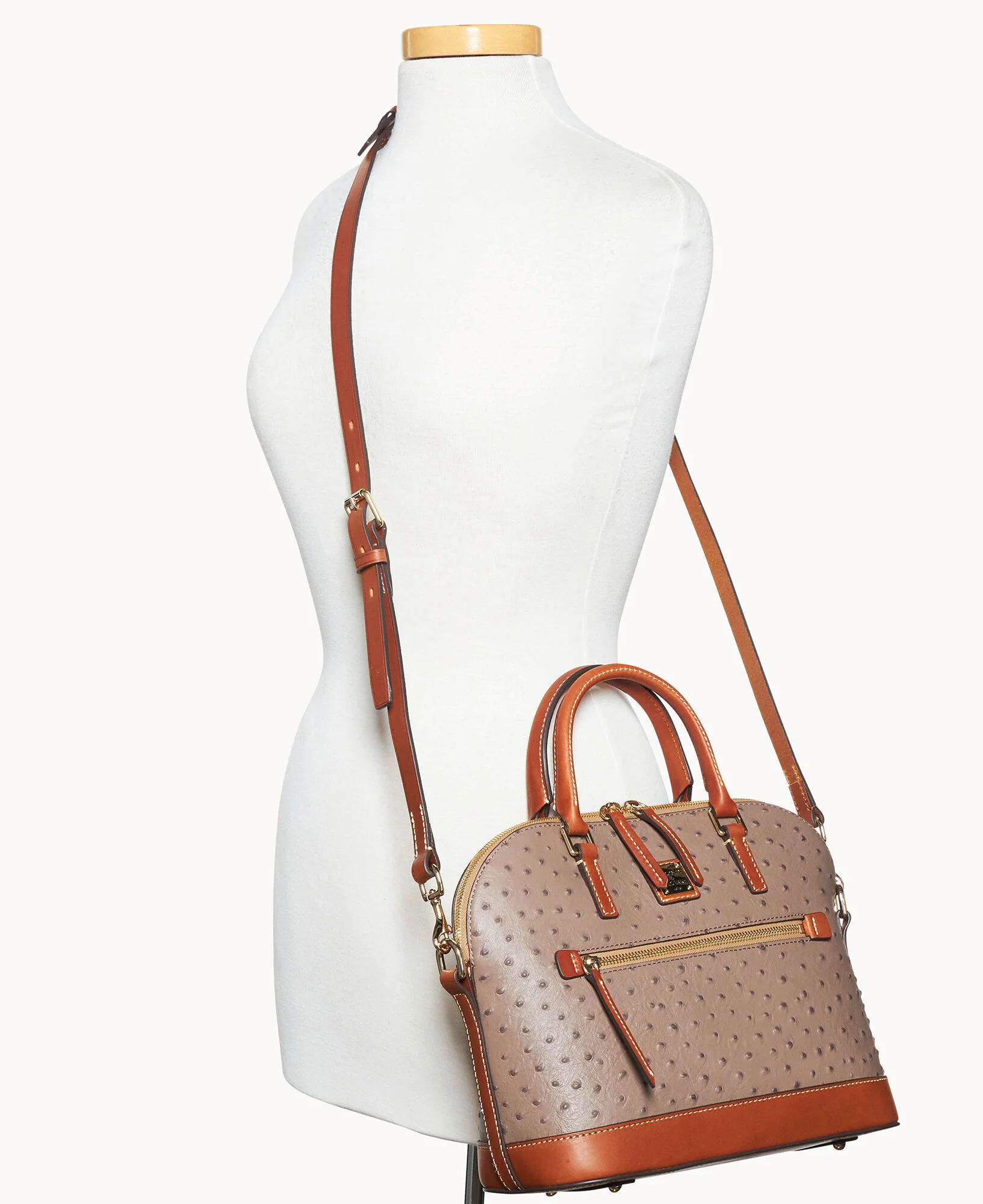 Ostrich Domed Zip Satchel - Image 32