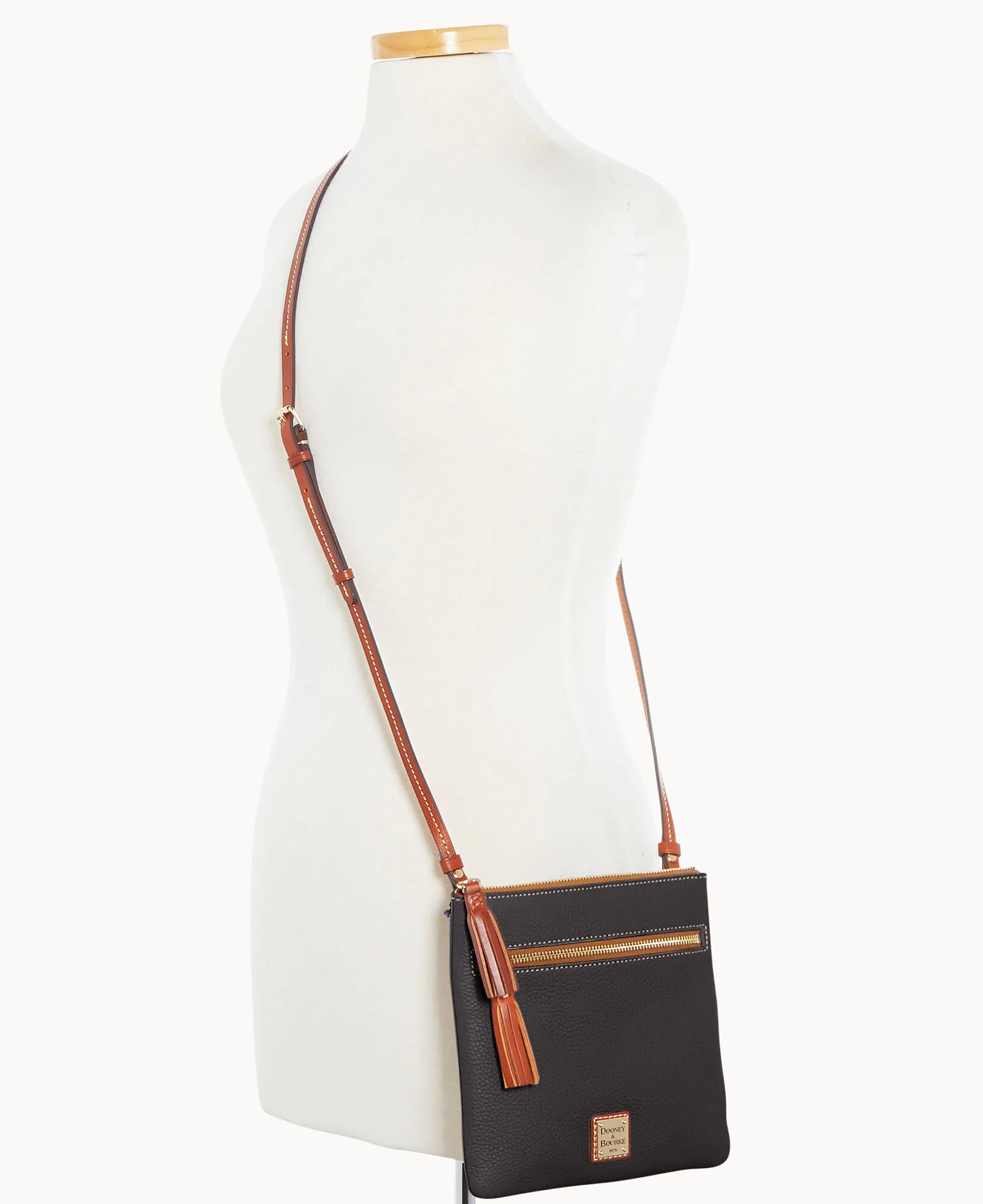 Pebble Grain Double Zip Tassel Crossbody - Image 8