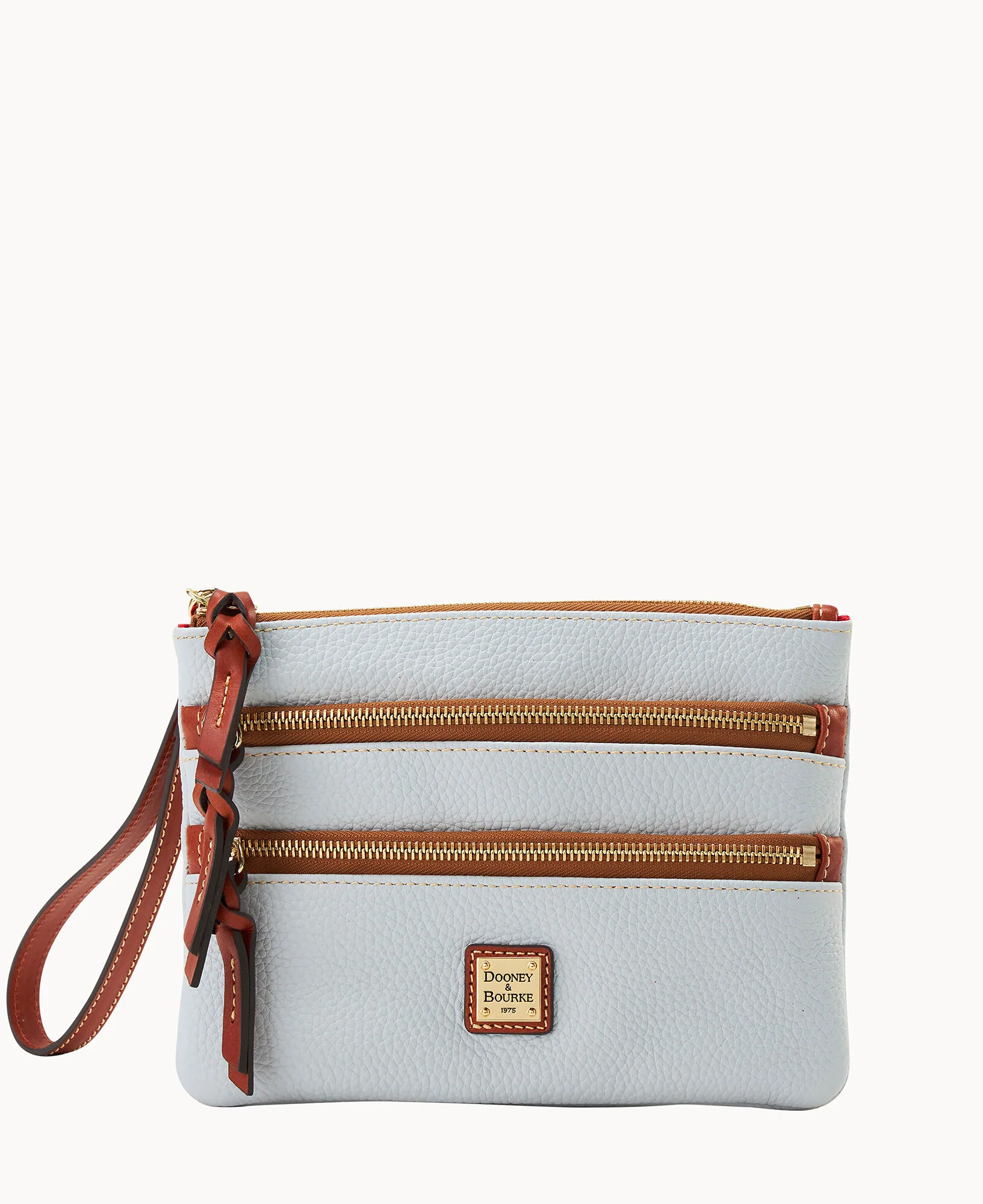 Pebble Grain Large Triple Zip Wristlet - Image 10