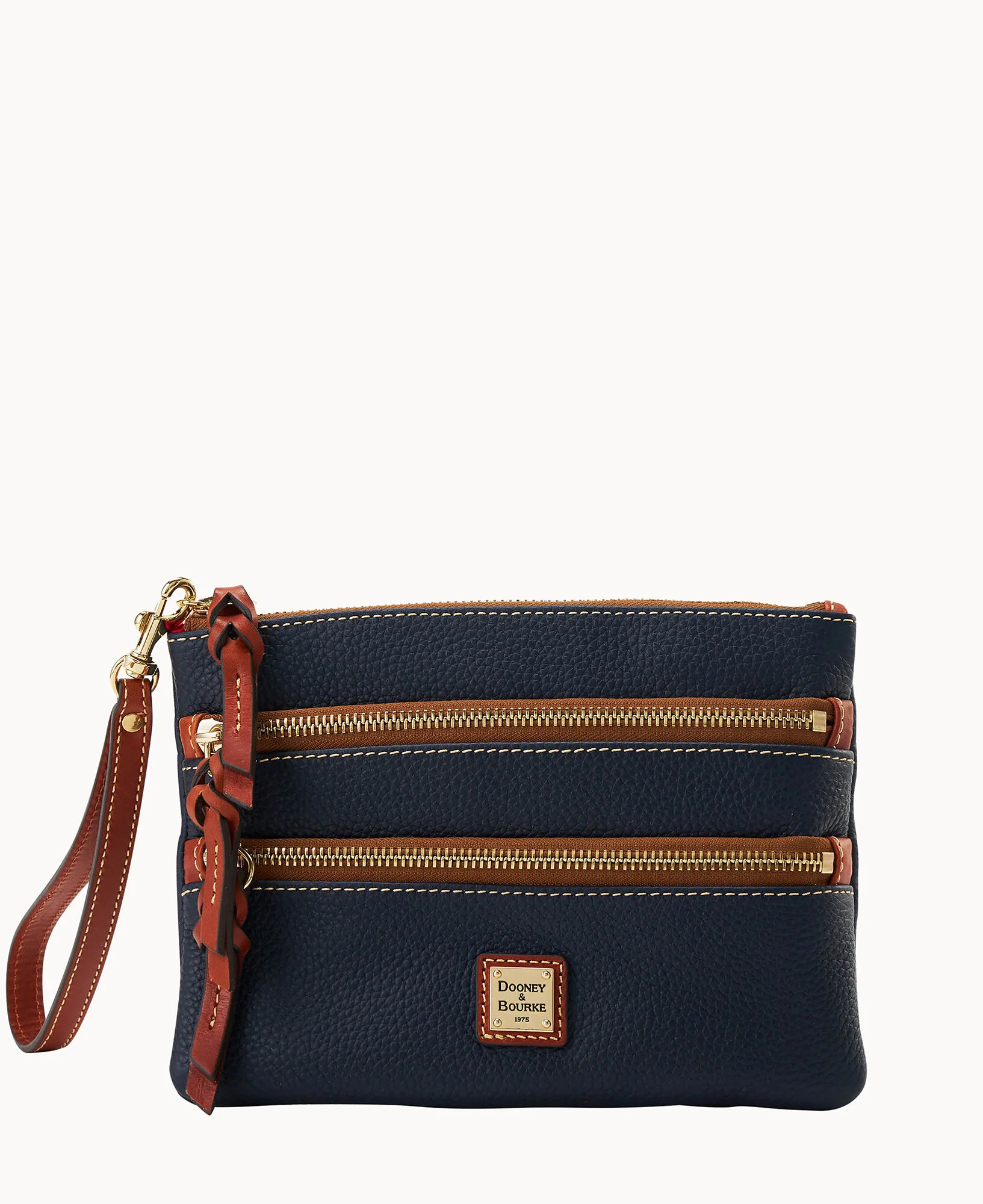 Pebble Grain Large Triple Zip Wristlet - Image 13
