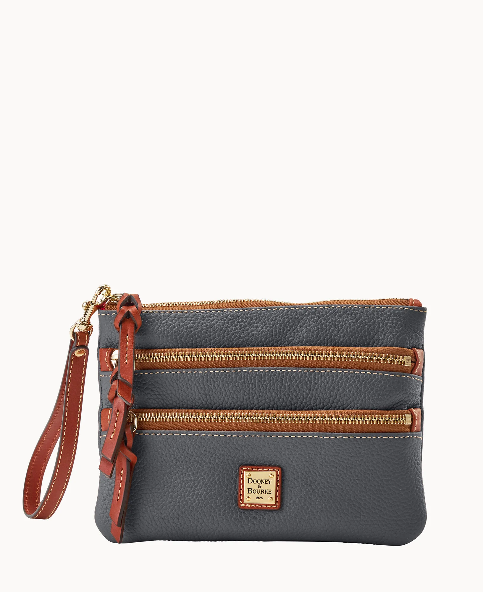Pebble Grain Large Triple Zip Wristlet - Image 28
