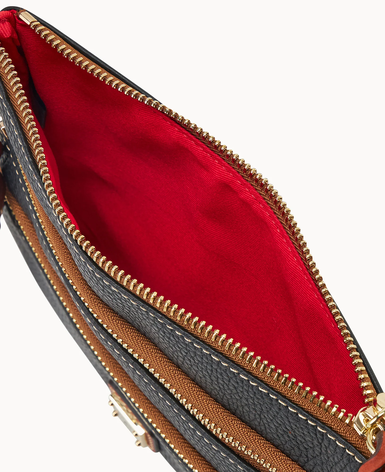Pebble Grain Large Triple Zip Wristlet - Image 3