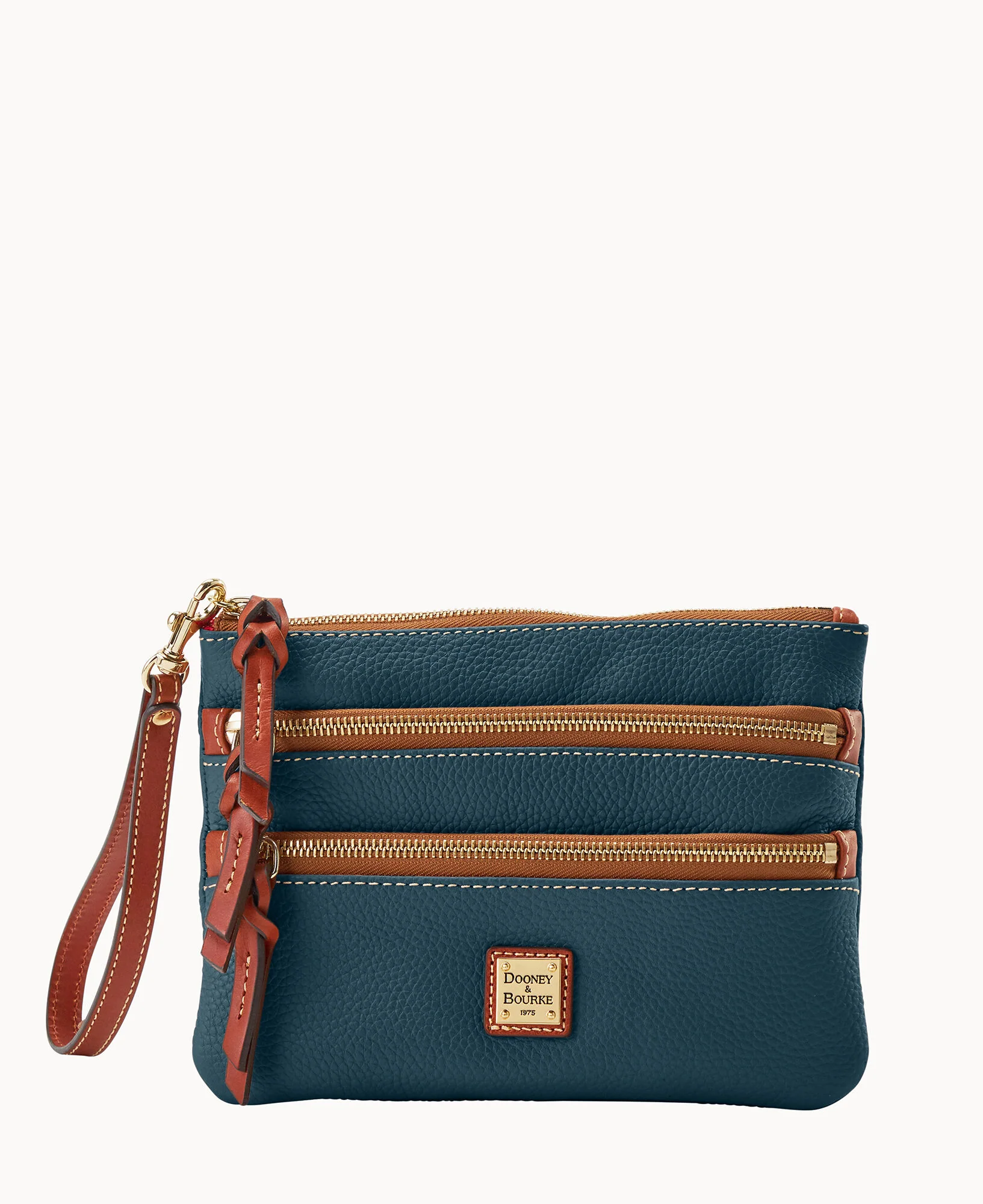 Pebble Grain Large Triple Zip Wristlet - Image 31