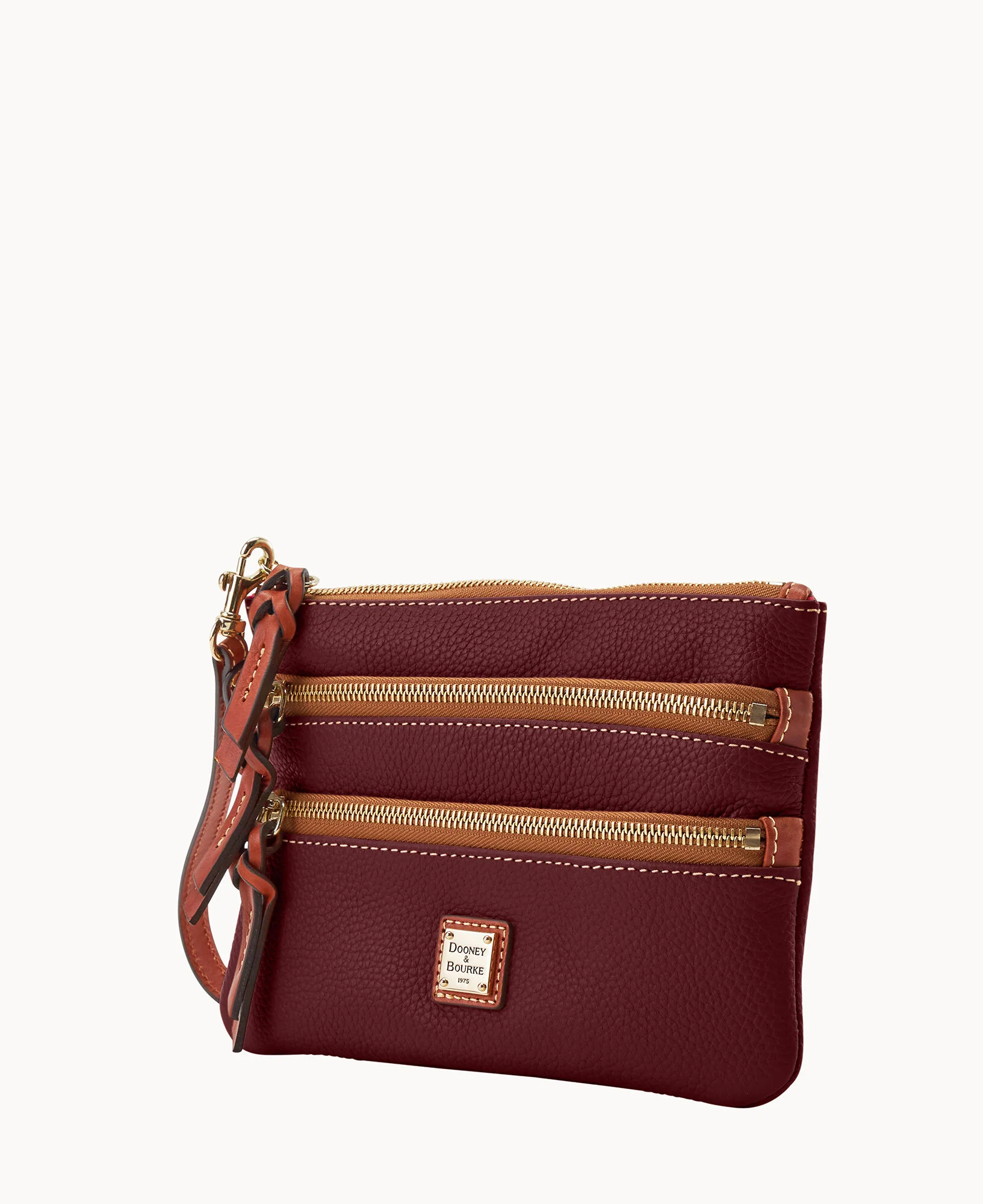 Pebble Grain Large Triple Zip Wristlet - Image 35