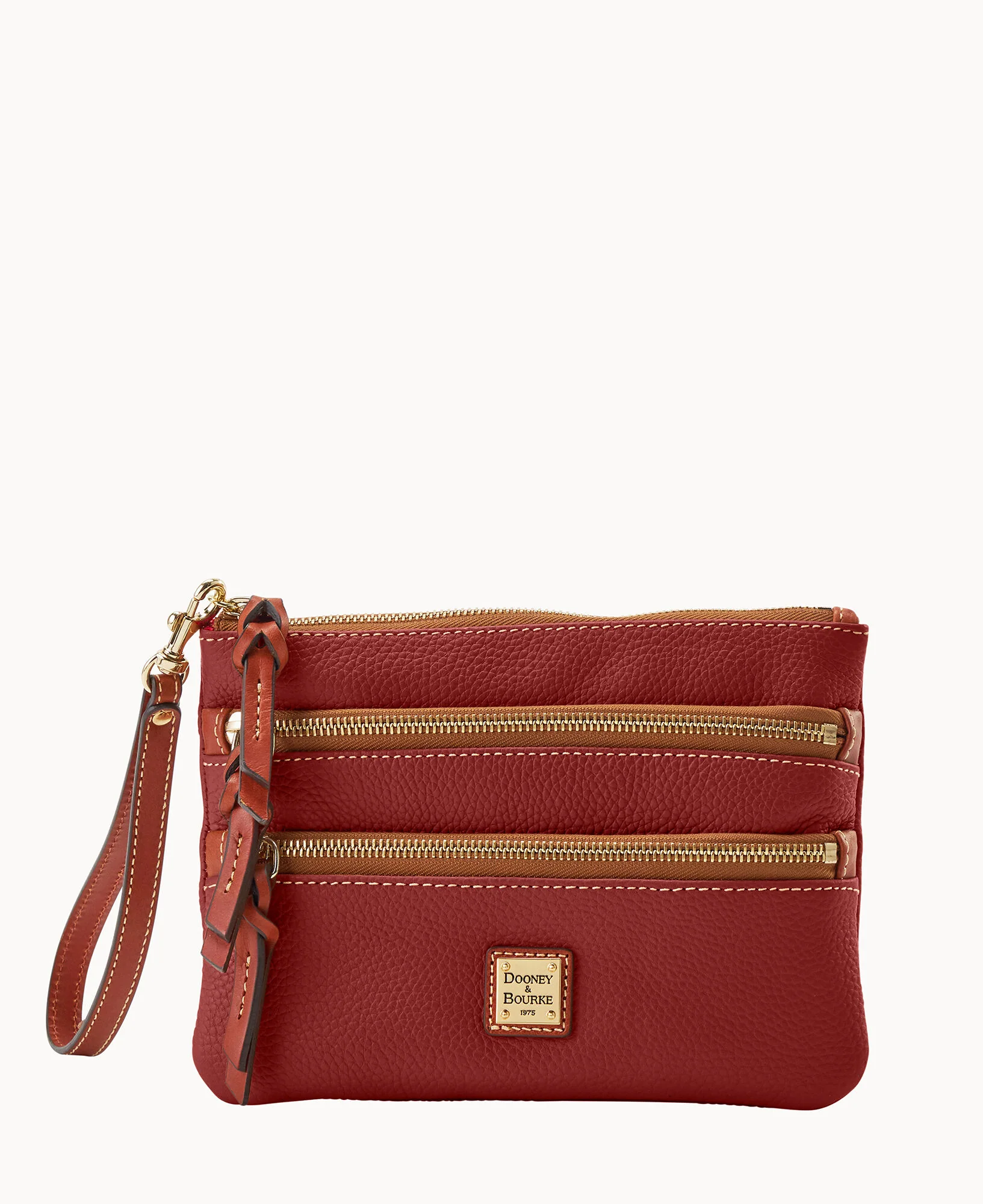 Pebble Grain Large Triple Zip Wristlet - Image 40