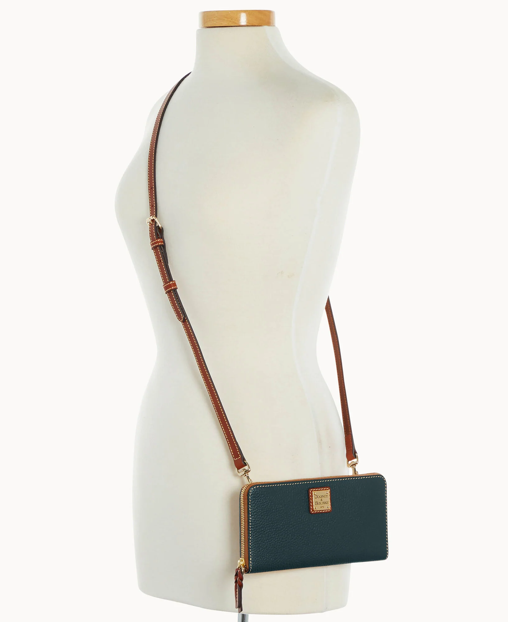 Pebble Grain Large Zip Around Wristlet Crossbody - Image 38