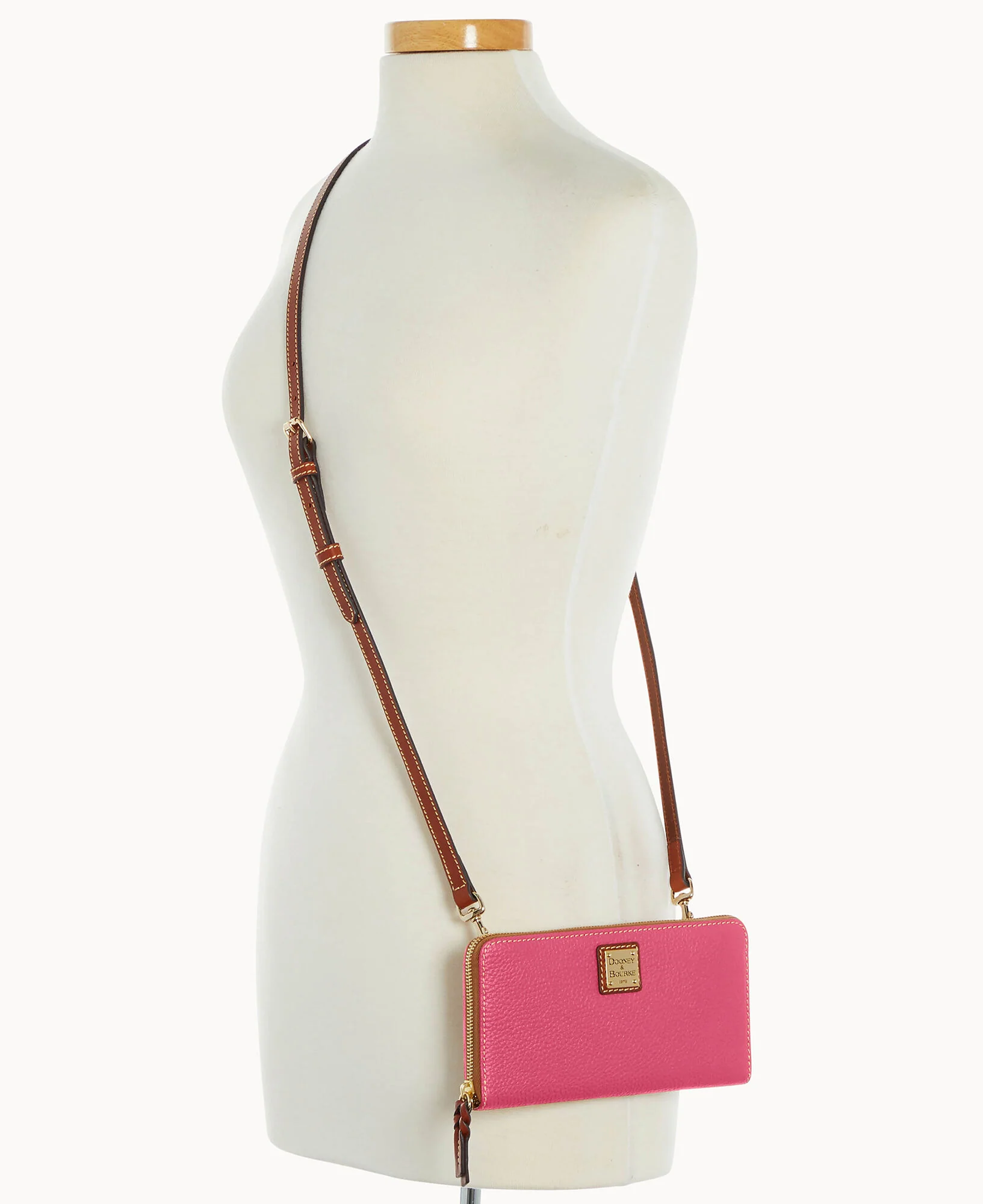 Pebble Grain Large Zip Around Wristlet Crossbody - Image 43