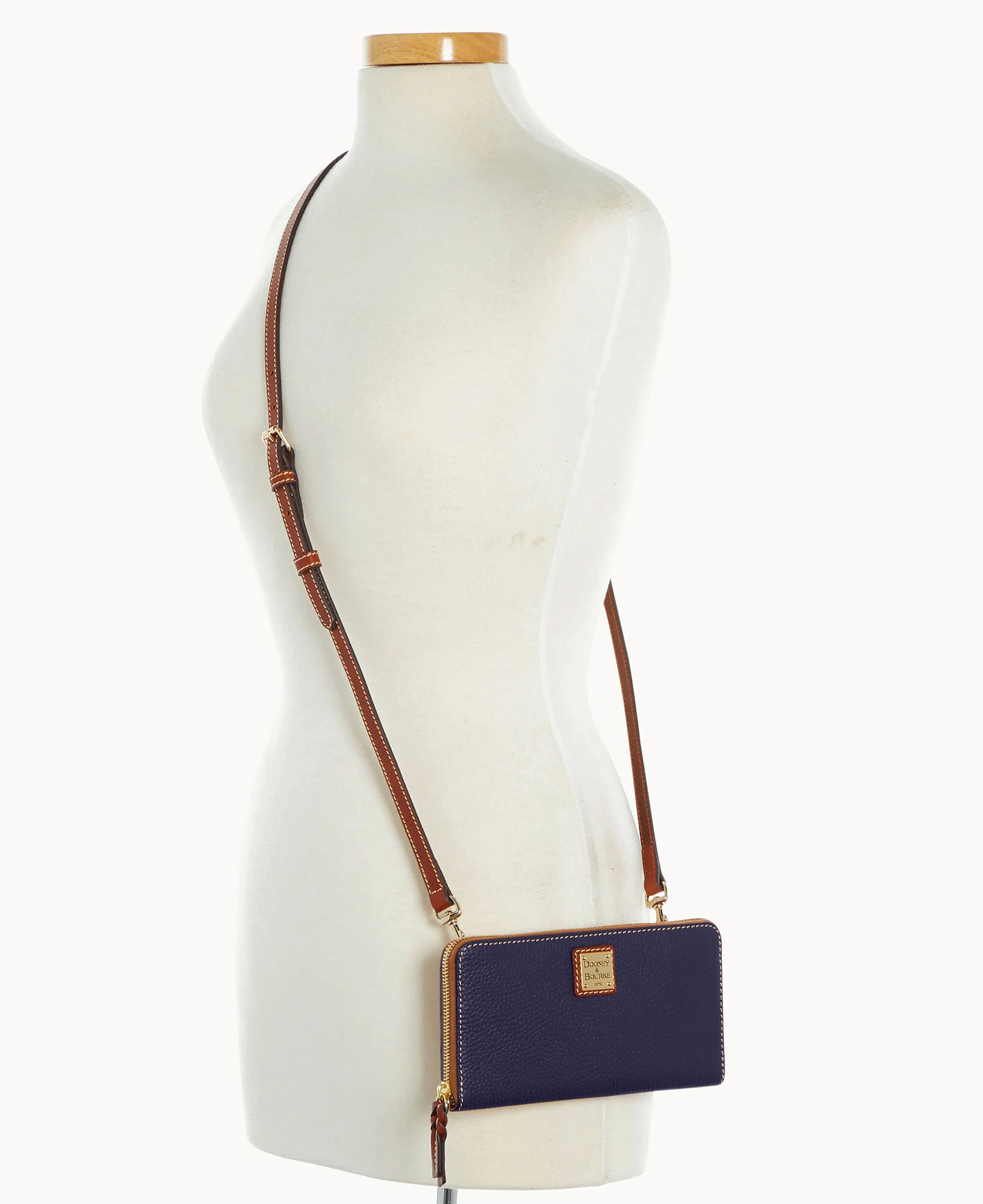 Pebble Grain Large Zip Around Wristlet Crossbody - Image 48