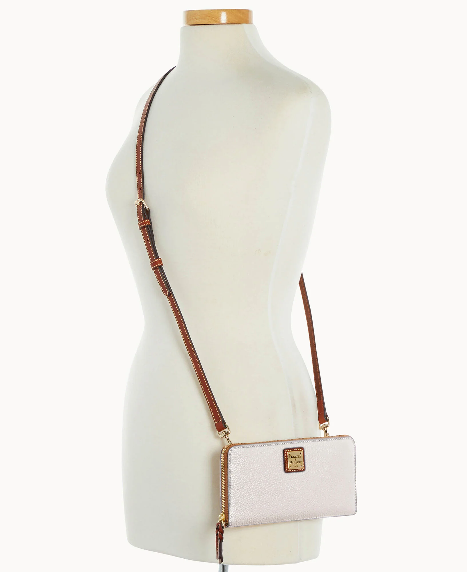 Pebble Grain Large Zip Around Wristlet Crossbody - Image 67