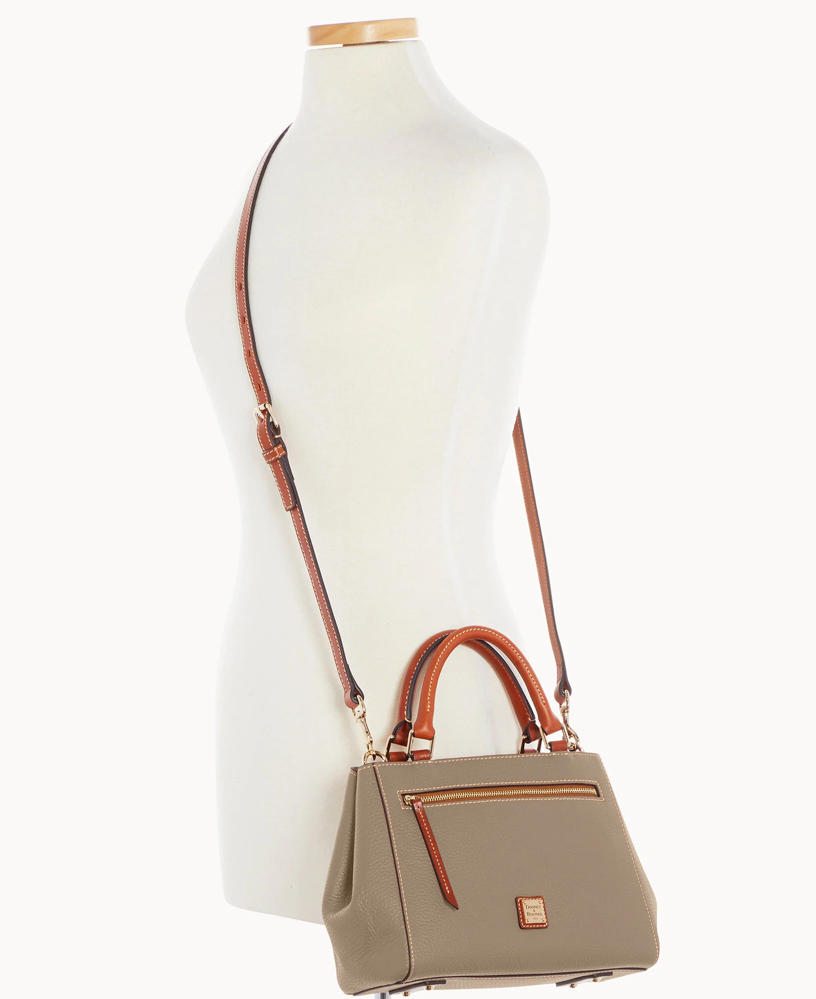 Pebble Grain Small Zip Satchel - Image 55